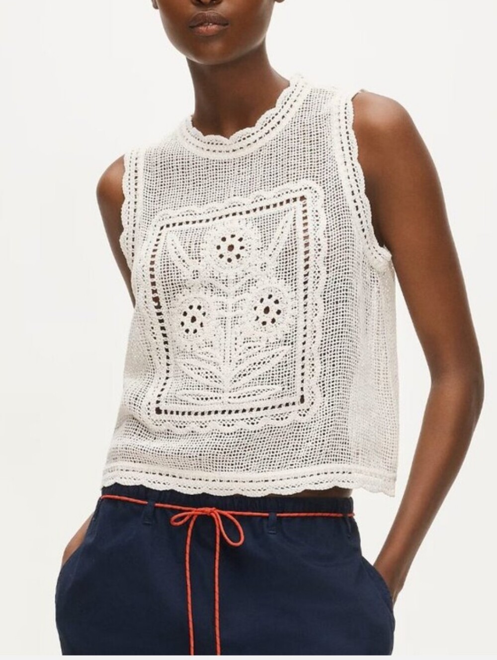 J Crew Crochet floral tank top CV831 Size S